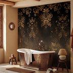 Baroque Patinated Gold Ornament Retro Wall Mural