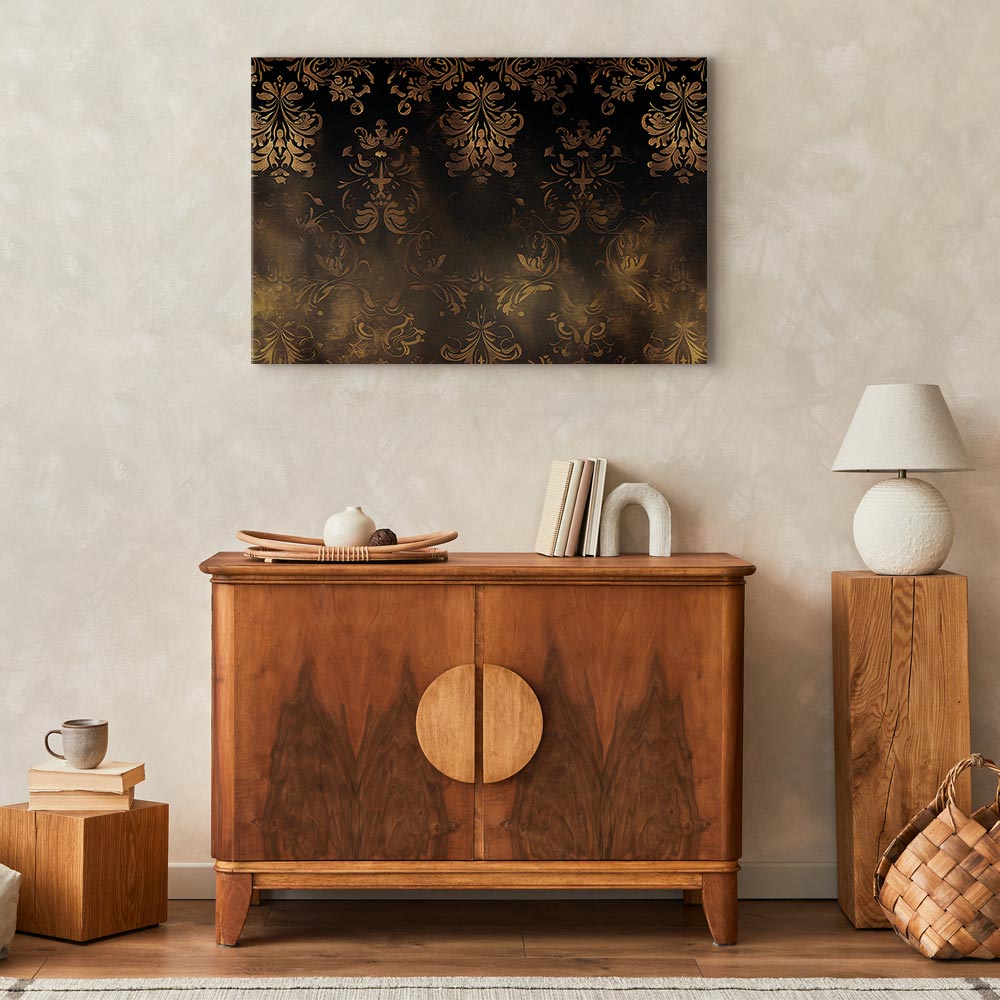 Canvas Print Baroque Ornaments Patinated Gold Brown