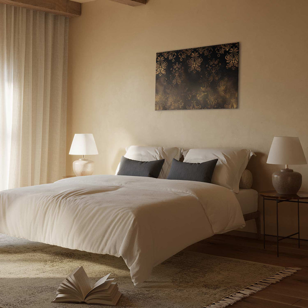 Patinated Gold Baroque Ornament Retro Canvas Print