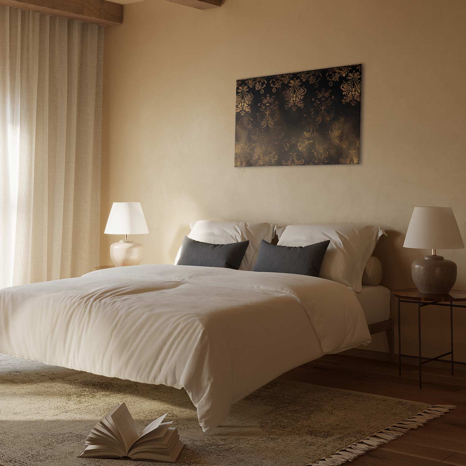 Patinated Gold Baroque Ornament Retro Canvas Print