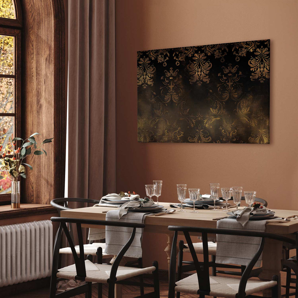 Patinated Gold Baroque Ornament Retro Canvas Print