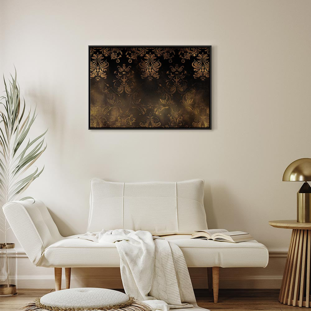 Canvas Print Baroque Ornaments Patinated Gold Brown