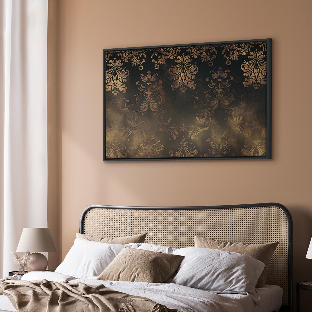 Canvas Print Baroque Ornaments Patinated Gold Brown