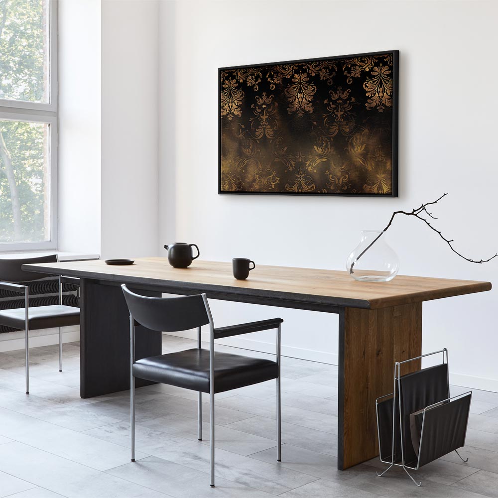 Canvas Print Baroque Ornaments Patinated Gold Brown
