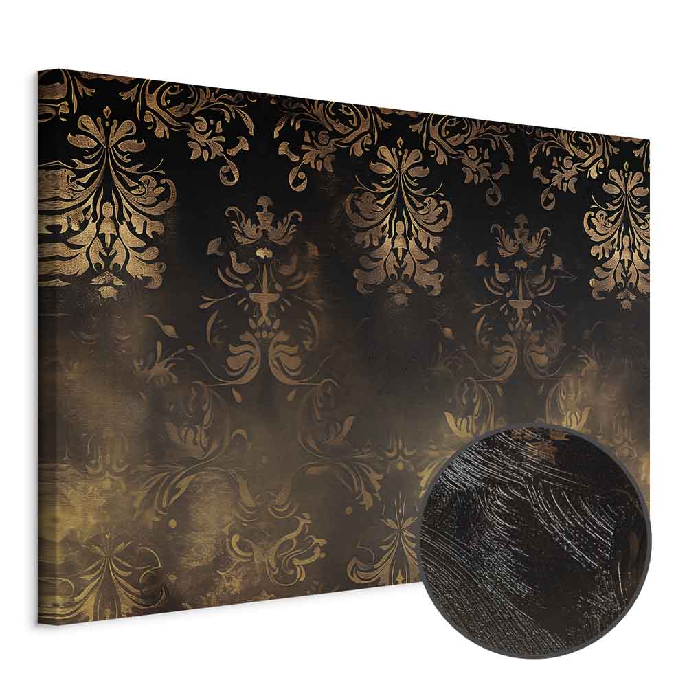 Patinated Gold Baroque Ornament Retro Canvas Print