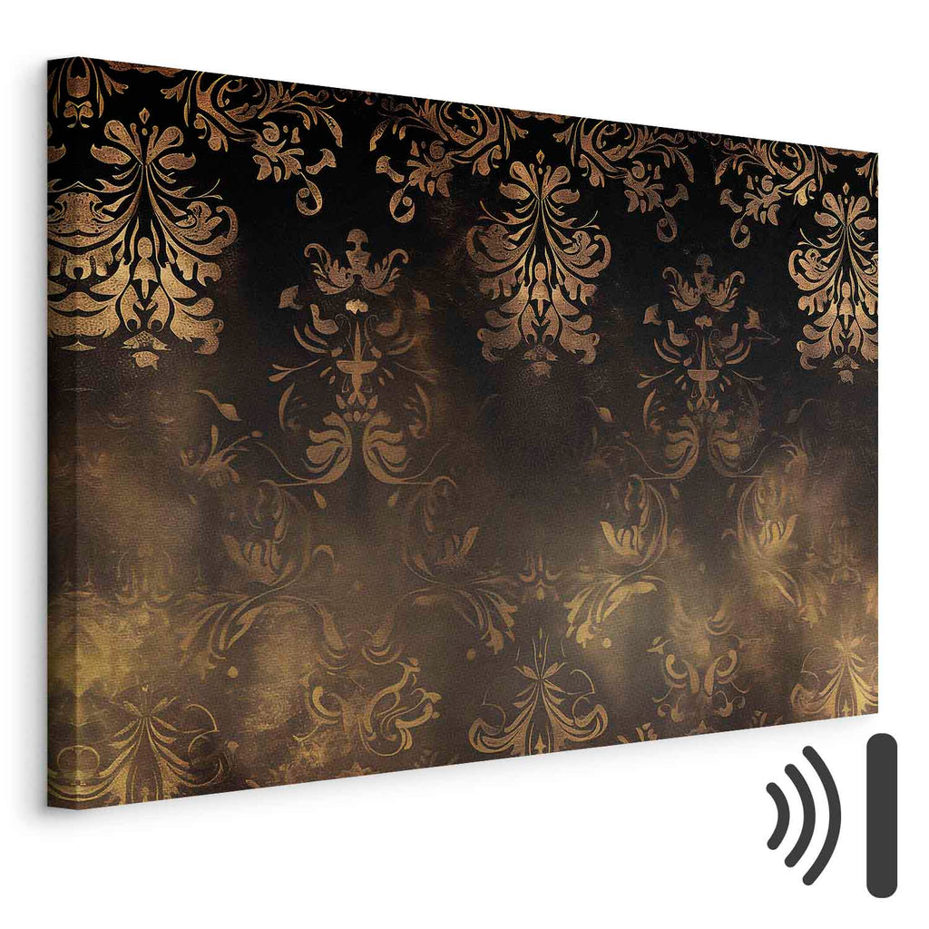 Patinated Gold Baroque Ornament Retro Canvas Print