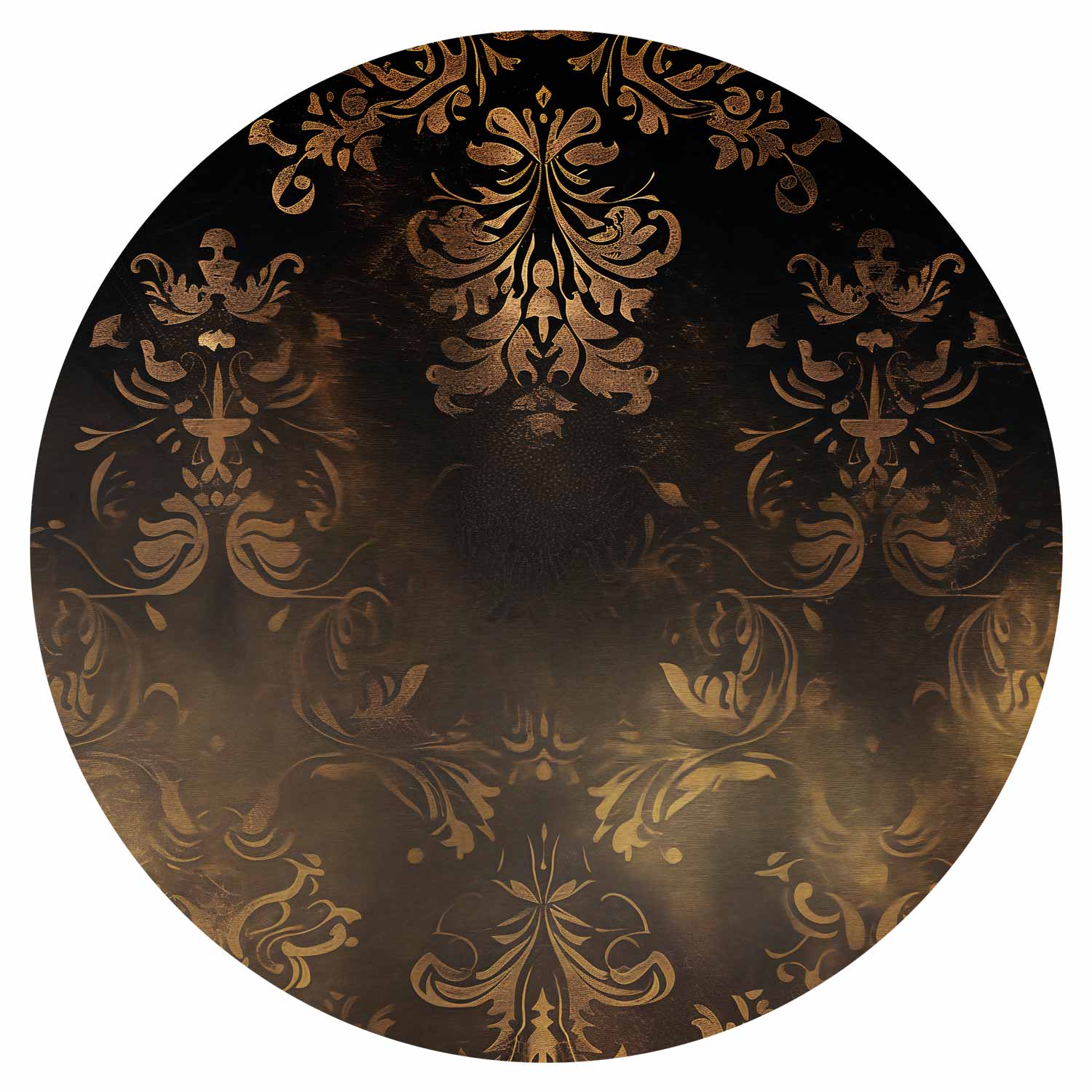 Dark Baroque Gold Pattern Round Wall Mural