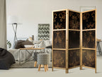 Japanese Room Divider - Floral Ornaments Carved in Delicate Sepia and Brown Shades