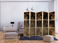 Sepia Floral Ornament 5-Panel Japanese Room Divider