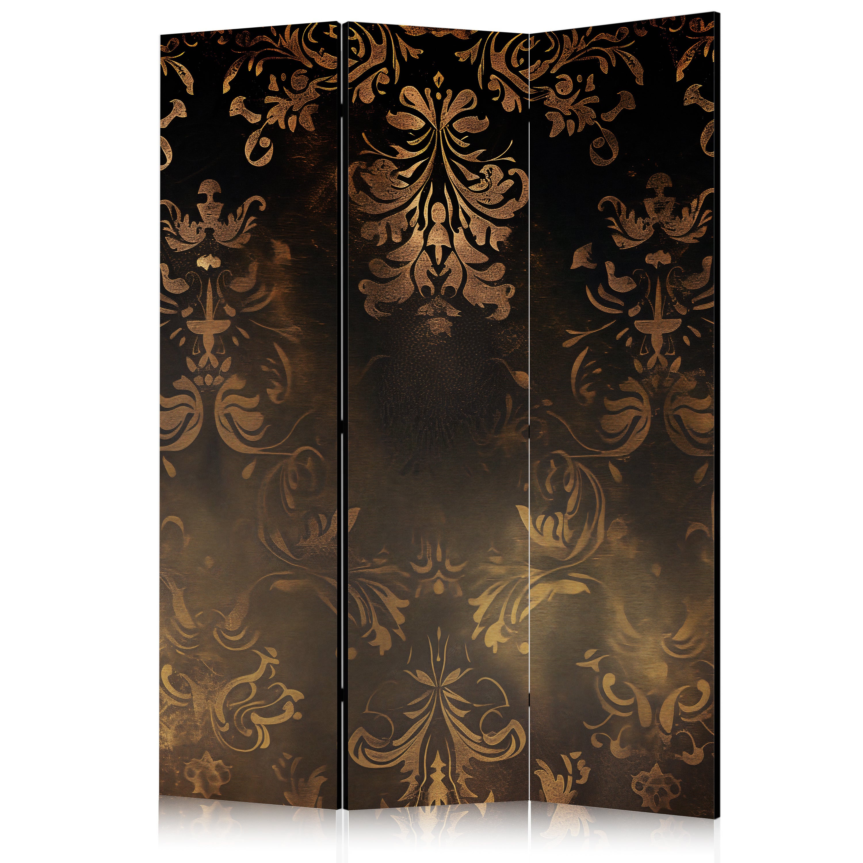 Room Divider with Baroque Ornaments in Patinated Gold and Bronze - Retro Motif