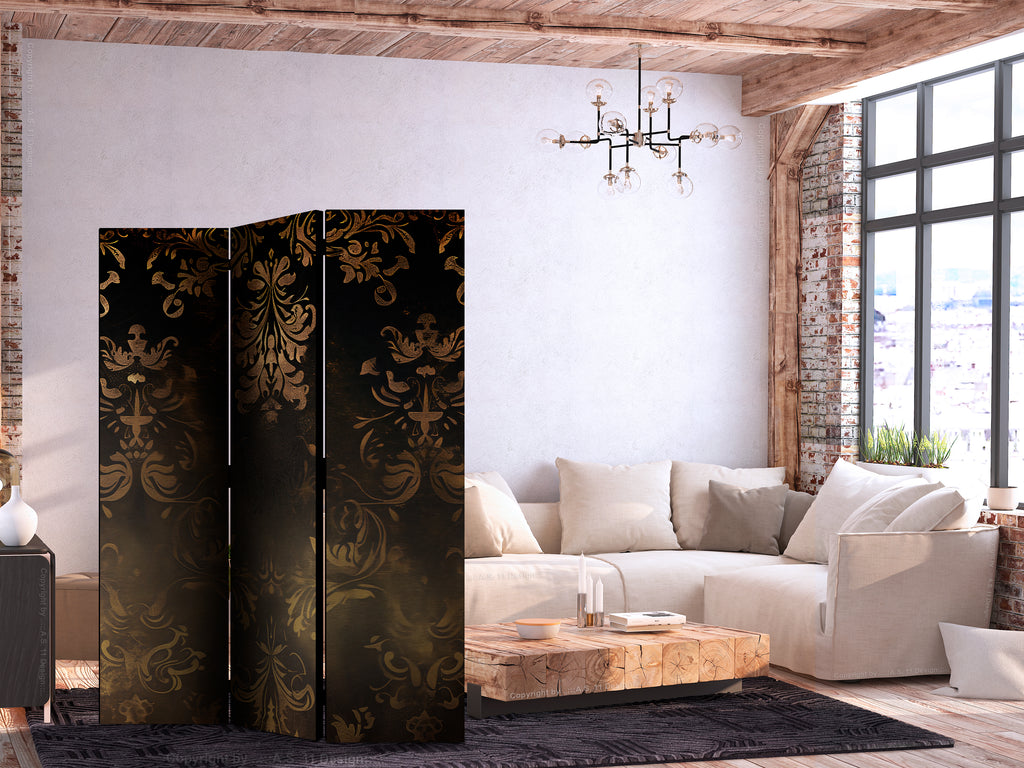 Room Divider with Baroque Ornaments in Patinated Gold and Bronze - Retro Motif