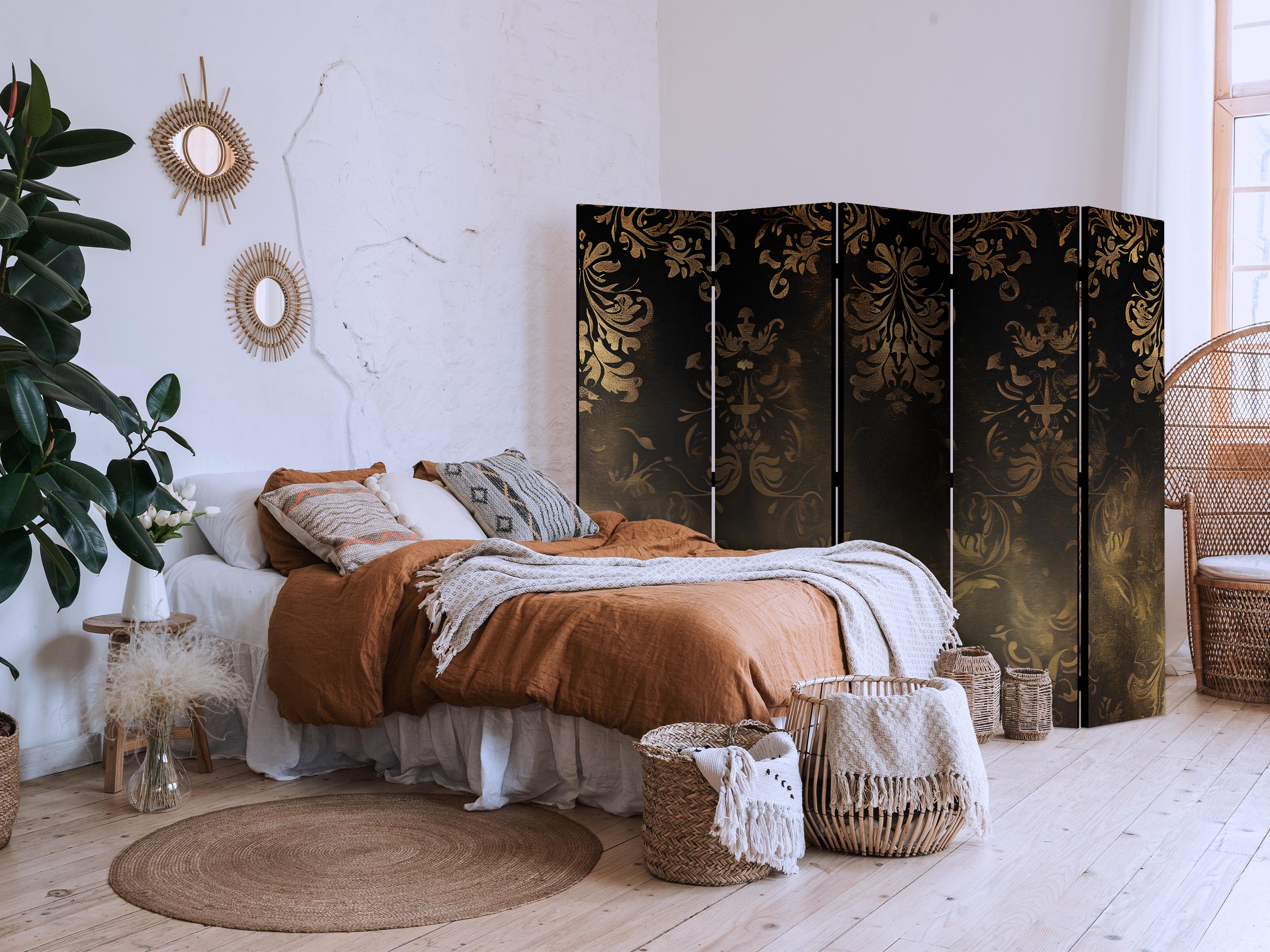 Room Divider - Floral Baroque Gold & Bronze
