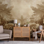 Carved Baroque Ornament Sepia Wall Mural