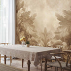 Carved Baroque Ornament Sepia Wall Mural