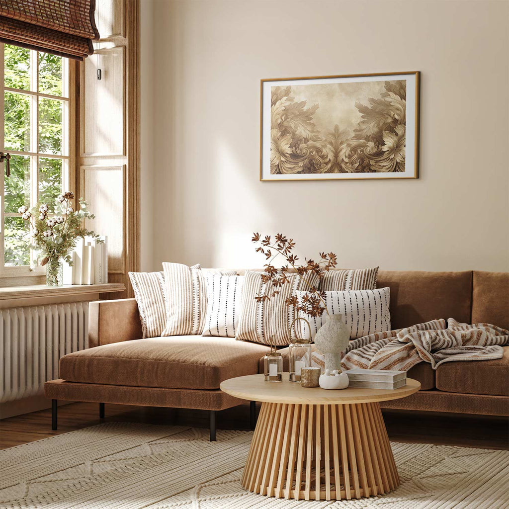 Sepia Baroque Carved Ornaments Poster