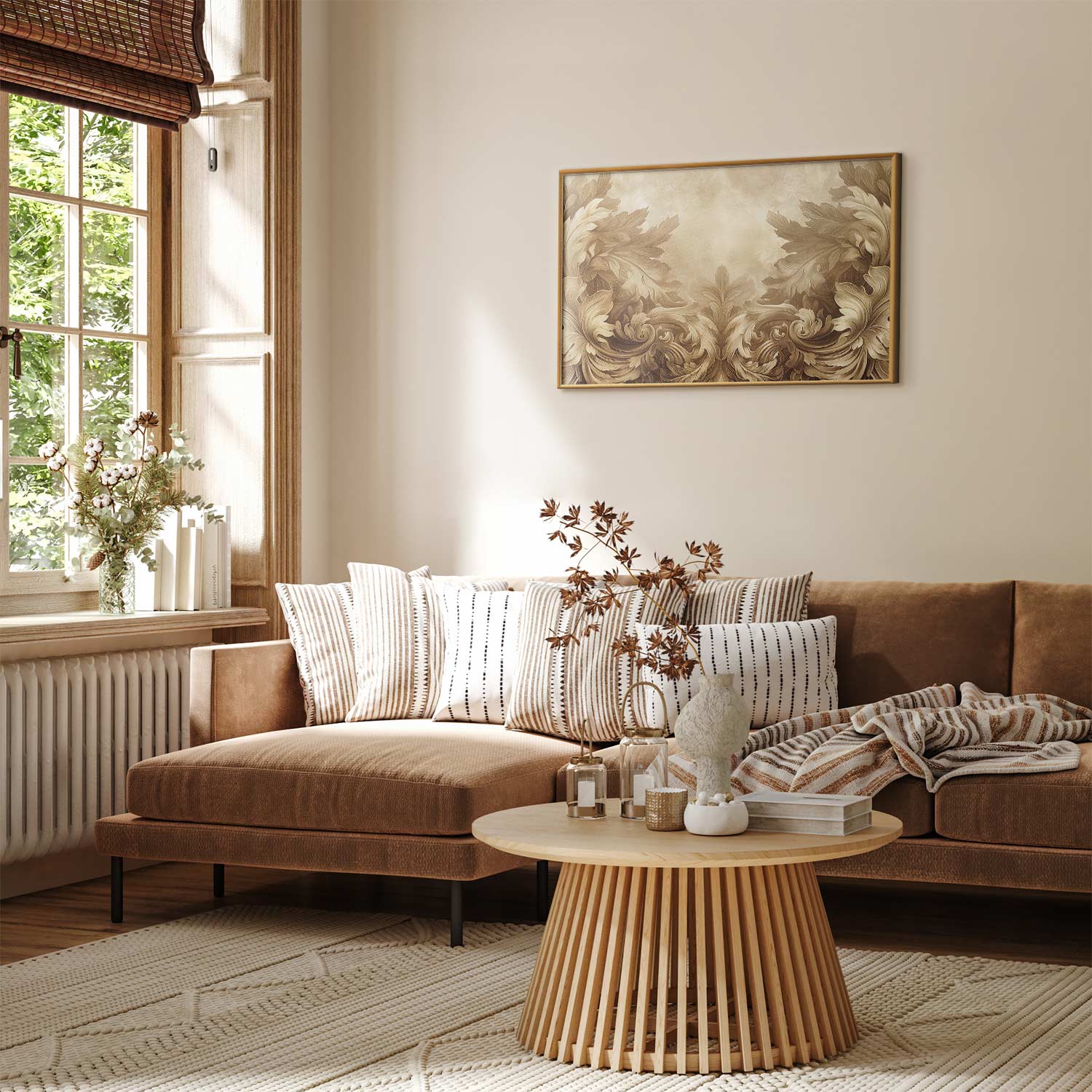 Sepia Baroque Carved Ornaments Poster