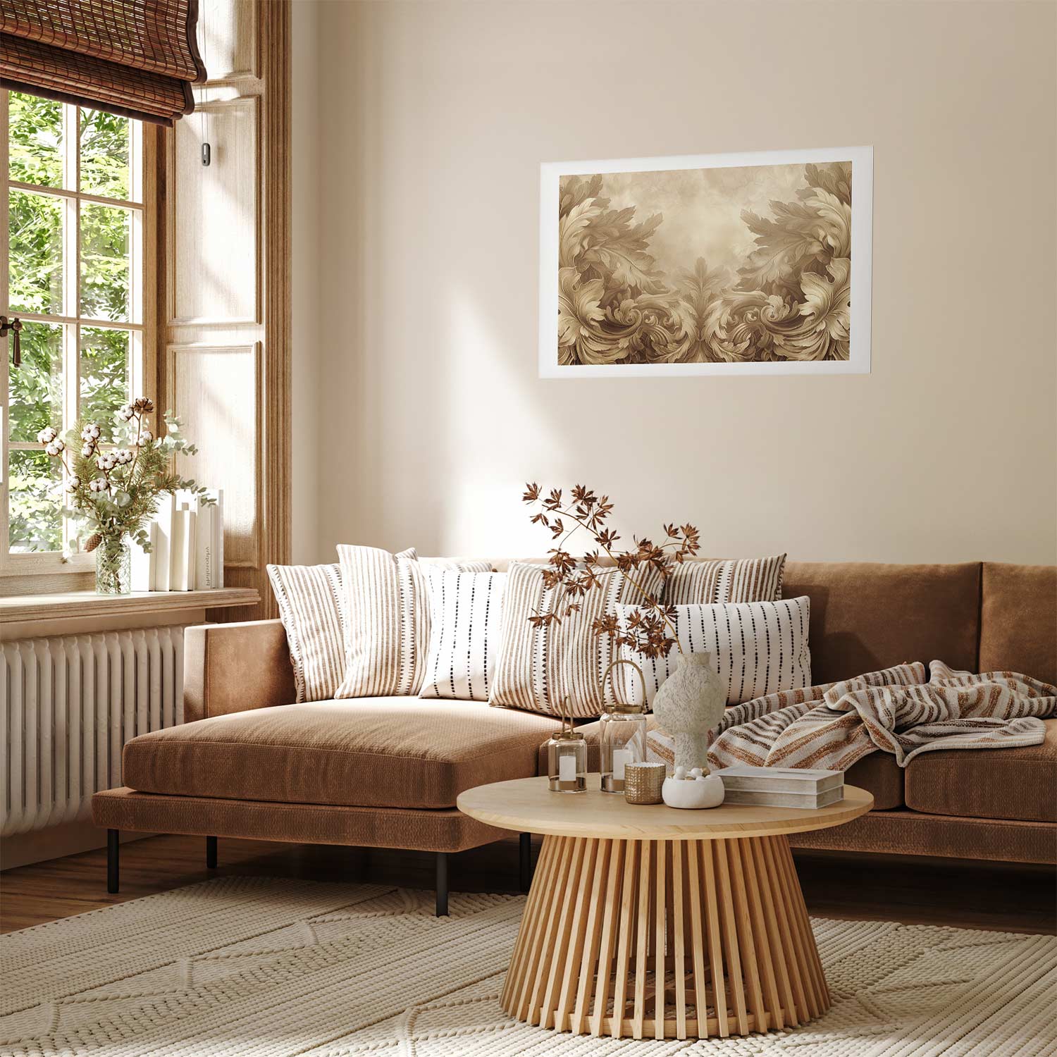 Sepia Baroque Carved Ornaments Poster