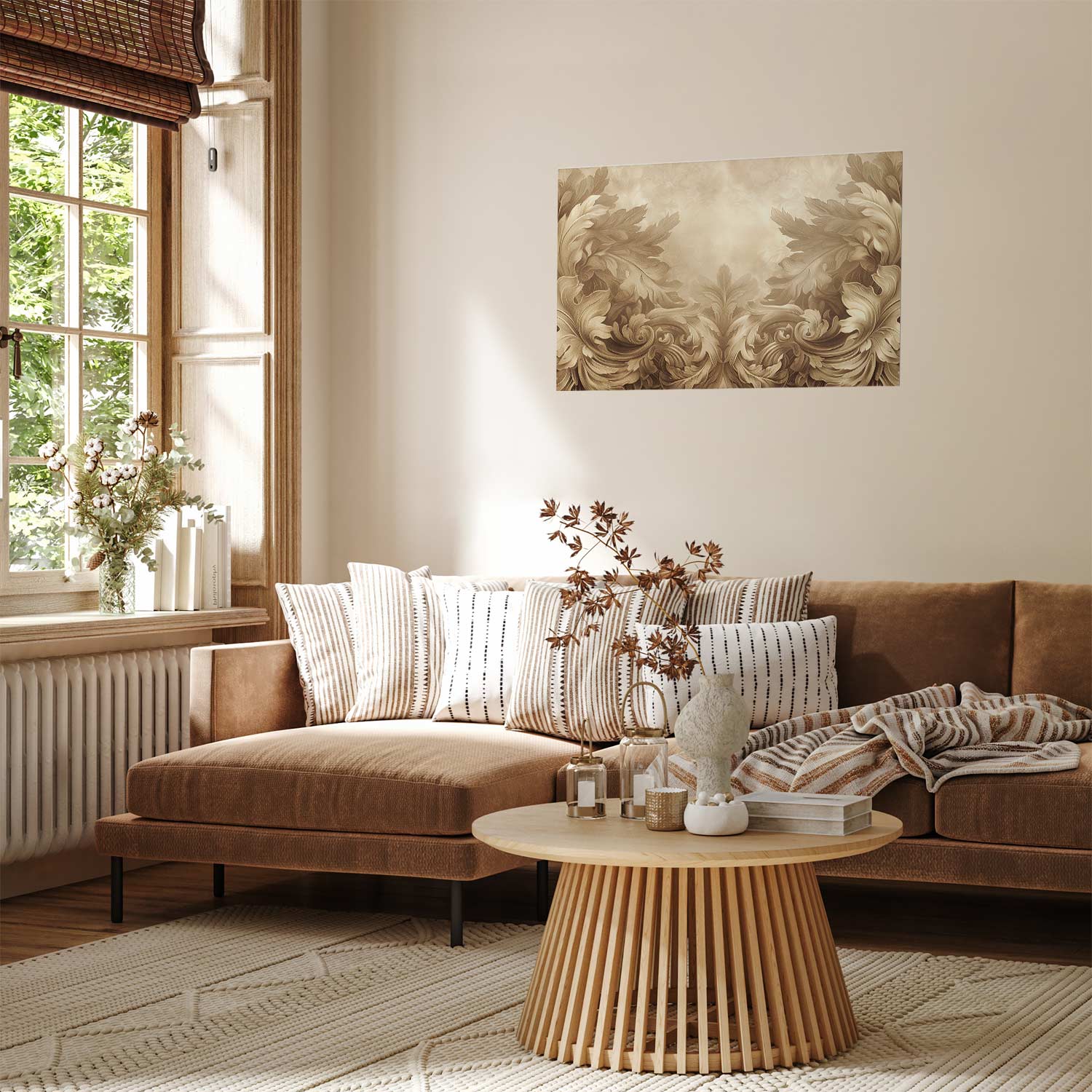 Sepia Baroque Carved Ornaments Poster