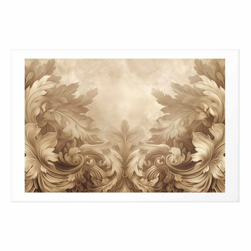 Sepia Baroque Carved Ornaments Poster