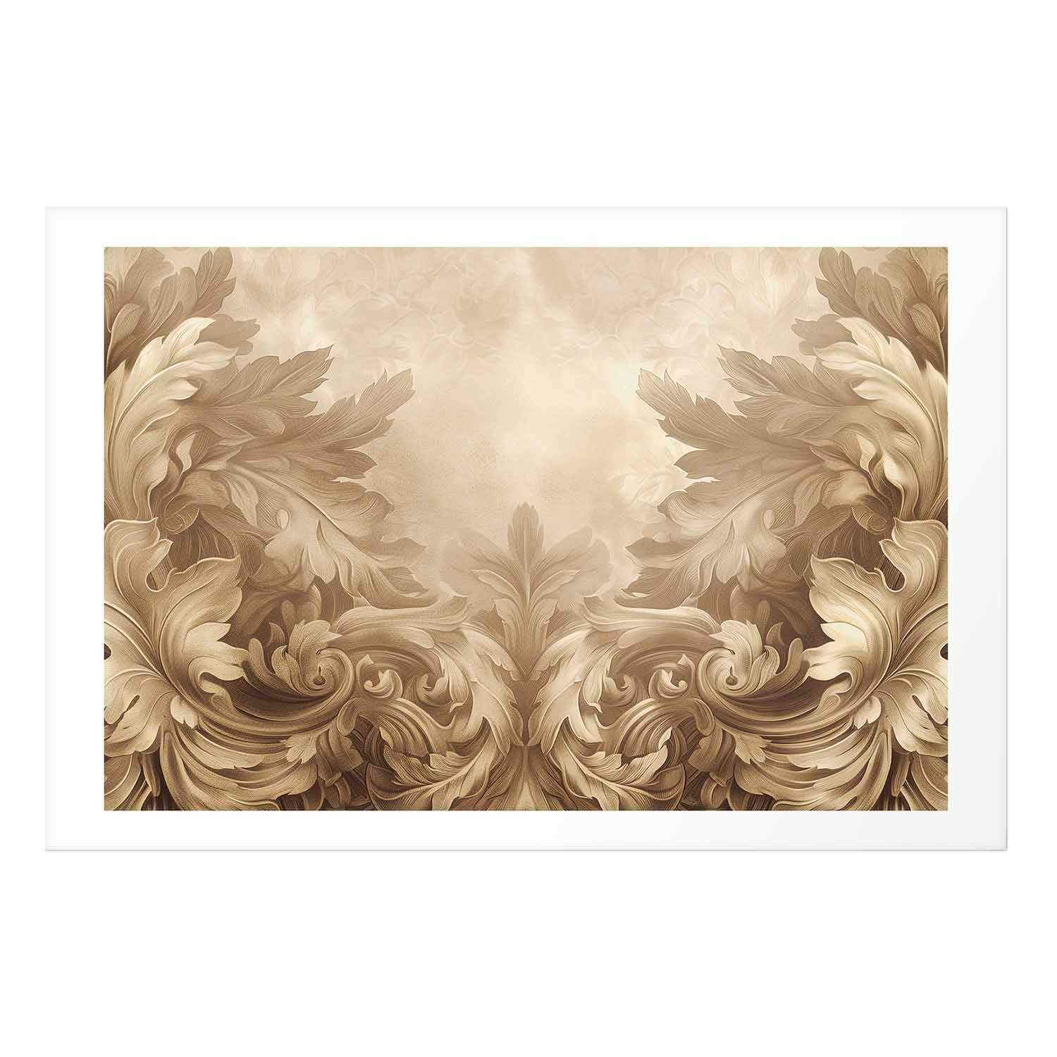 Sepia Baroque Carved Ornaments Poster