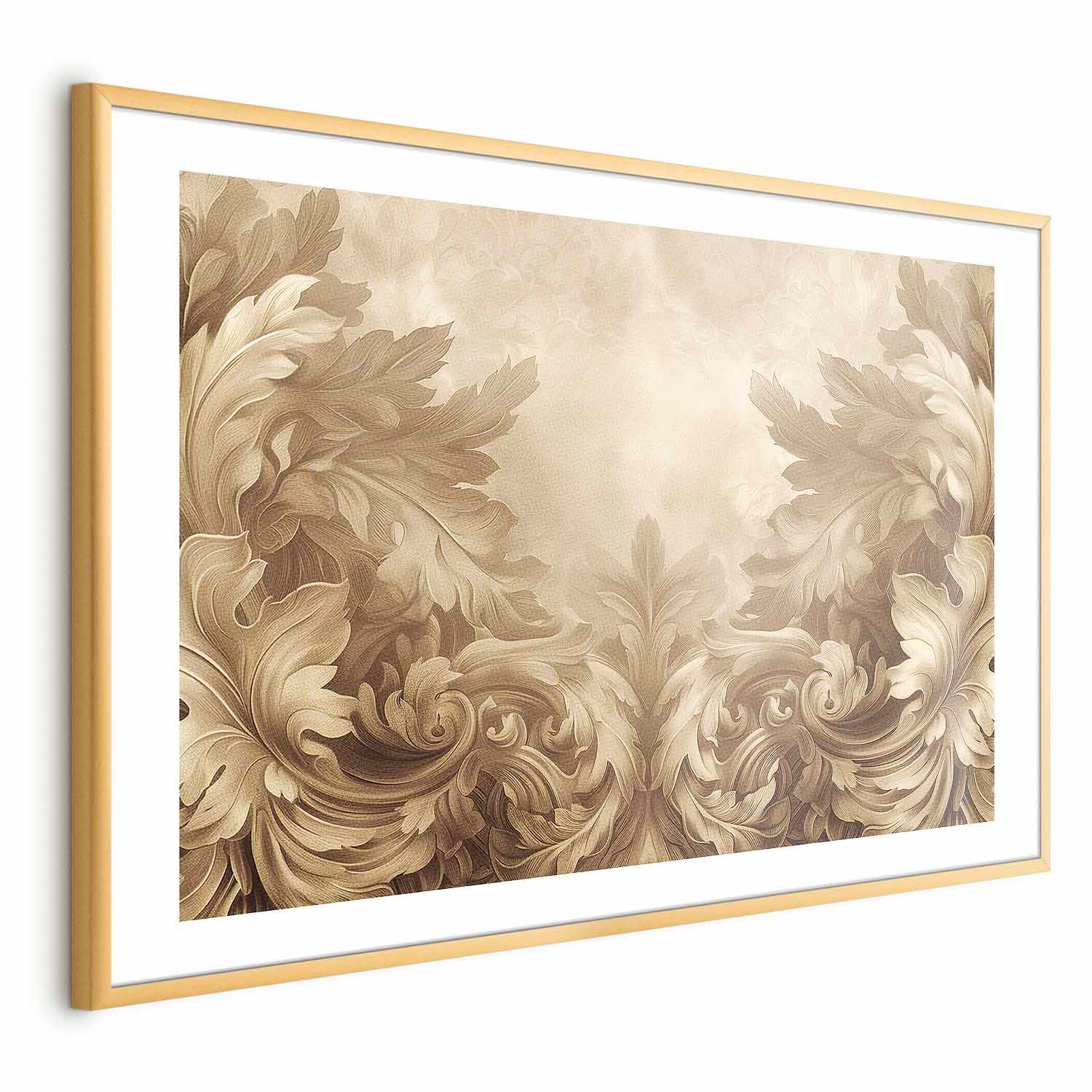 Sepia Baroque Carved Ornaments Poster