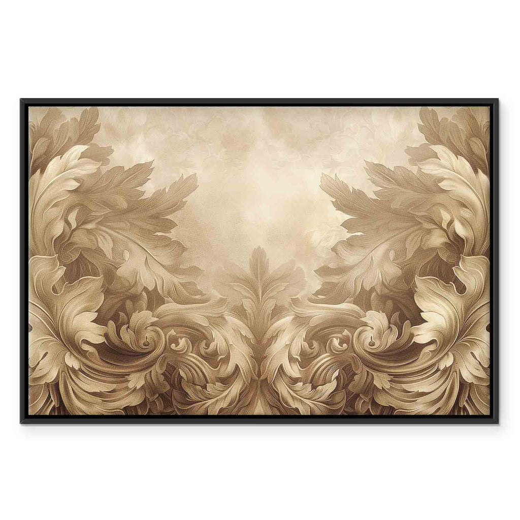 Sepia Baroque Ornament Relief Canvas Print