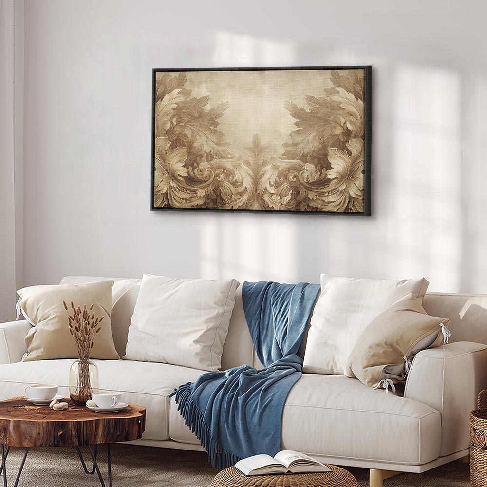 Canvas Print: Baroque Ornament Composition in Sepia Tones
