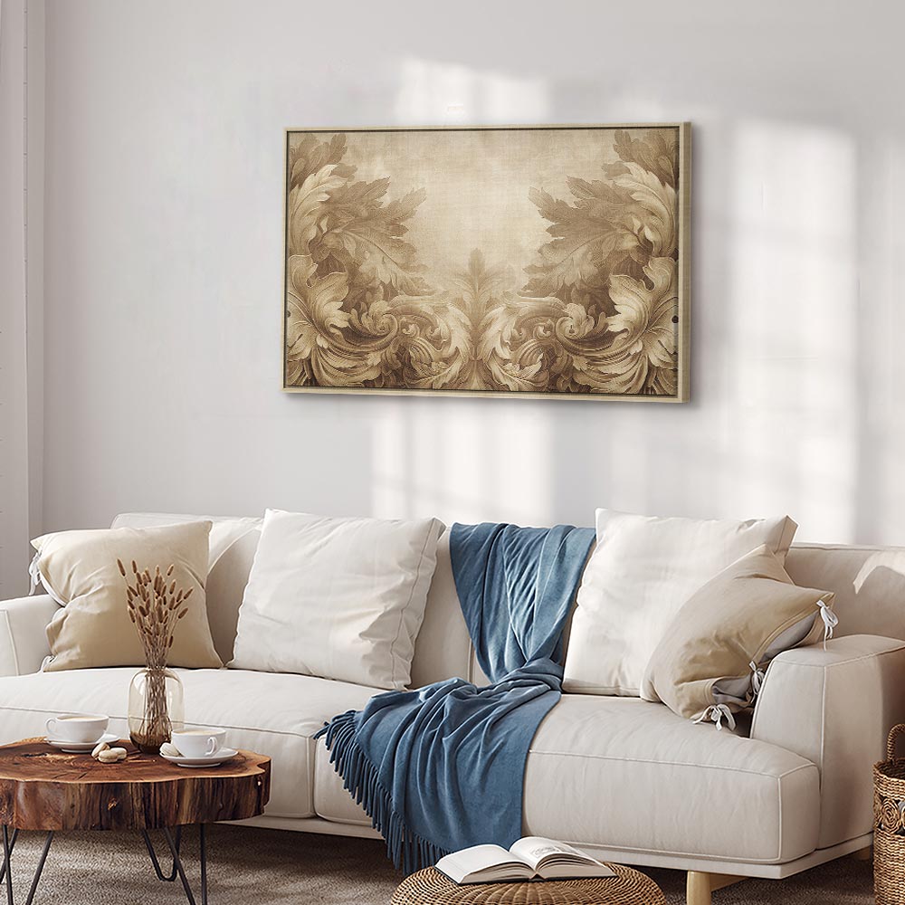 Canvas Print: Baroque Ornament Composition in Sepia Tones