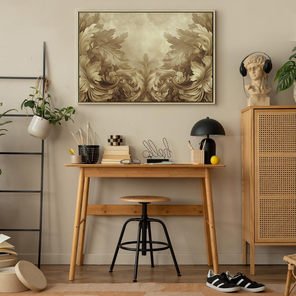 Canvas Print: Baroque Ornament Composition in Sepia Tones