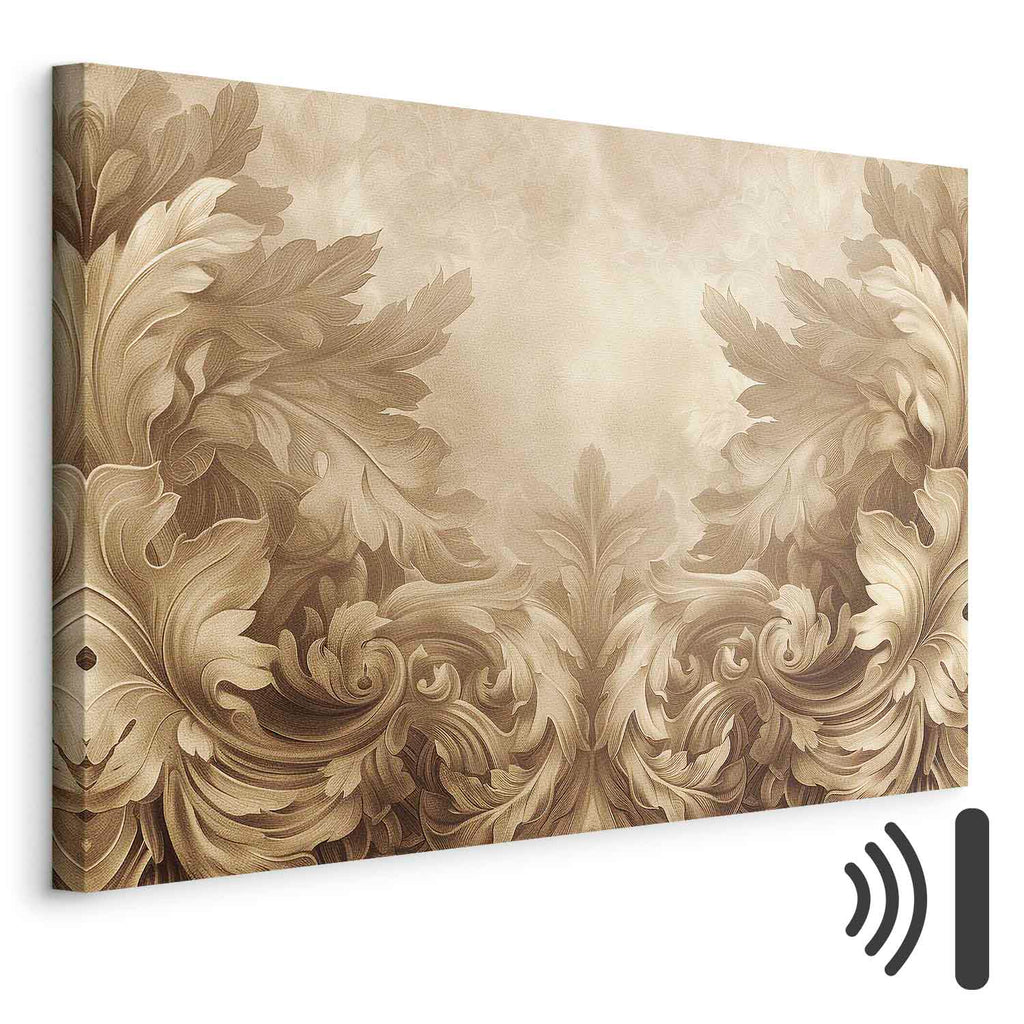 Sepia Baroque Ornament Relief Canvas Print