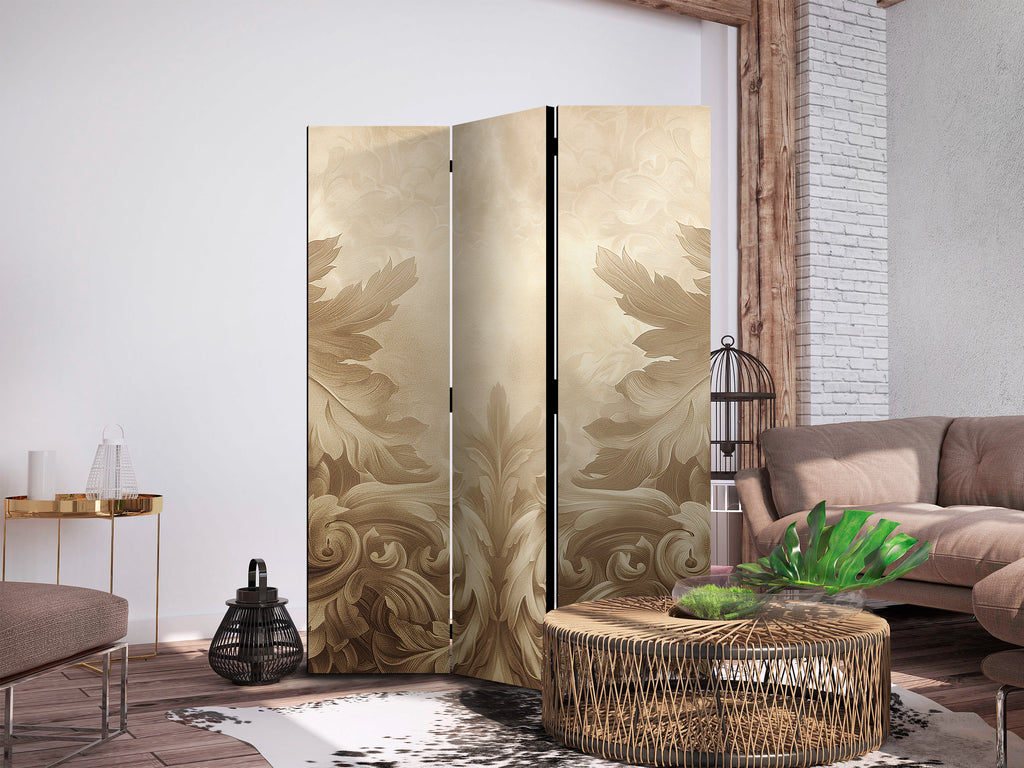 Room Divider with Carved Baroque Ornaments in Sepia