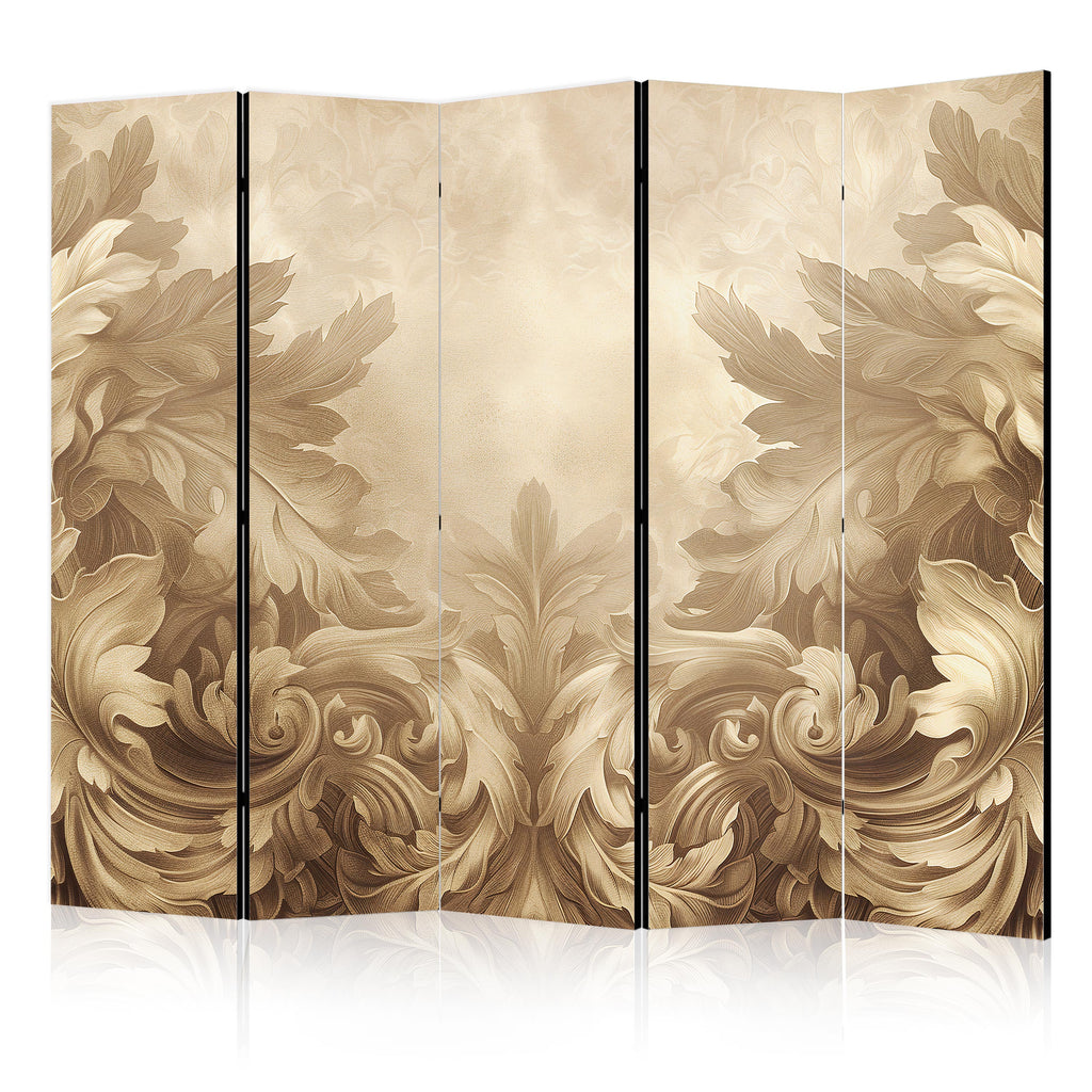 Room Divider with Carved Baroque Ornaments in Sepia Colors