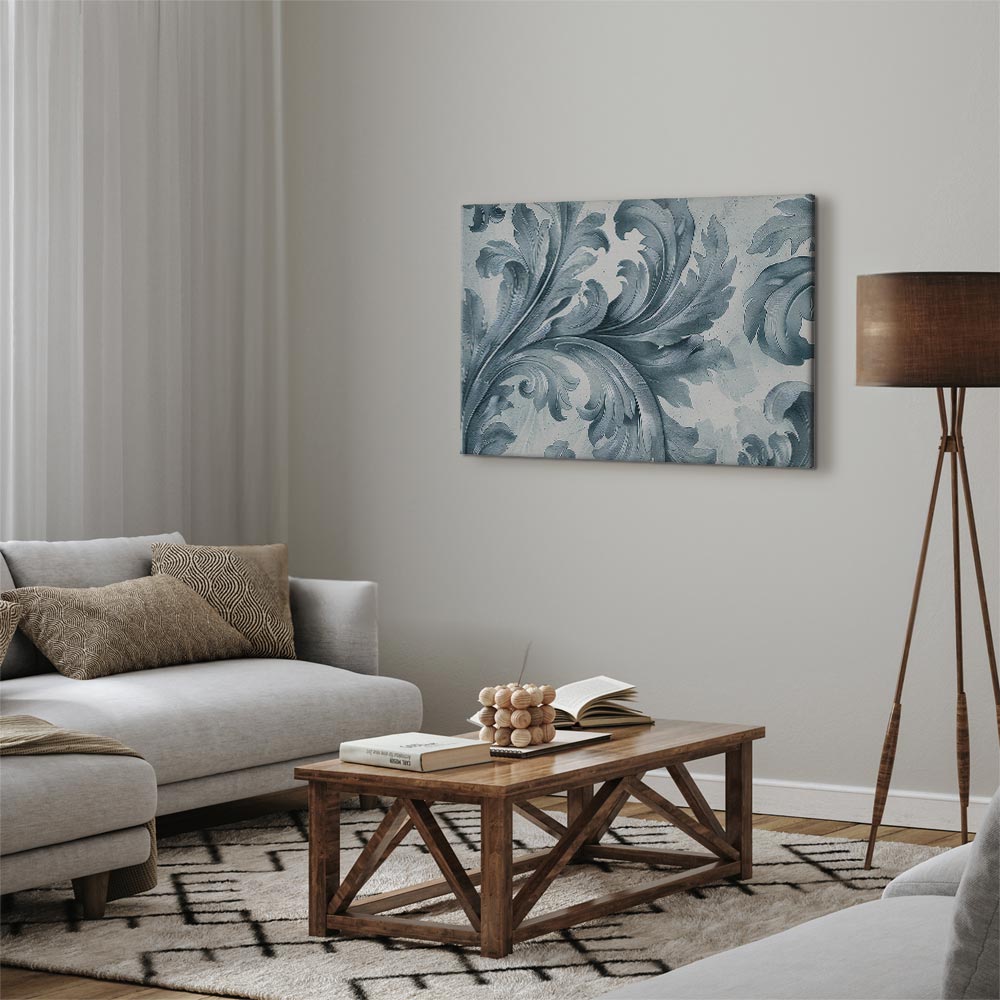 Canvas Print - Stone Baroque Ornaments Gray-Blue