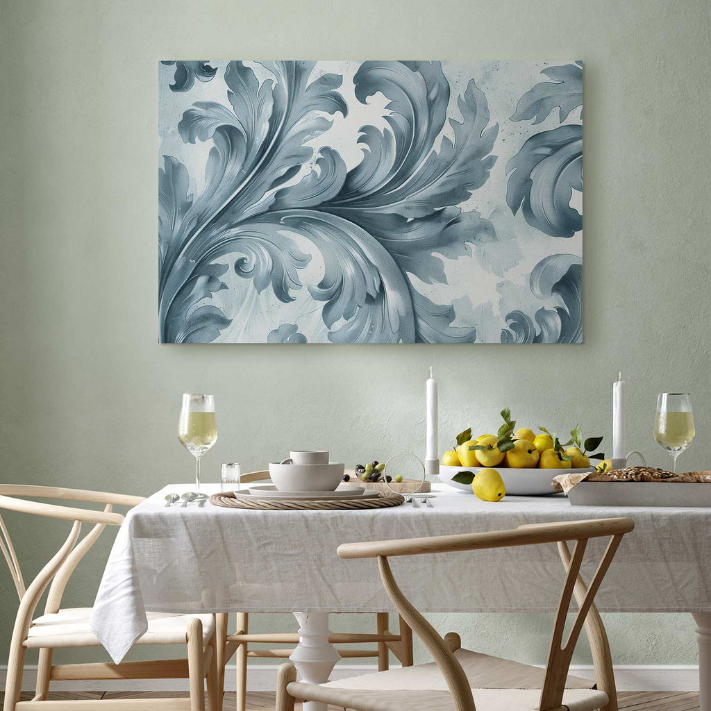 Stone Baroque Ornament Gray-Blue Canvas Print