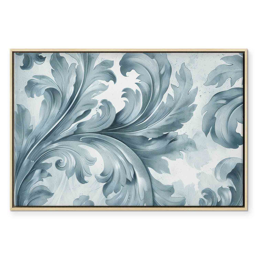 Stone Baroque Ornament Gray-Blue Canvas Print