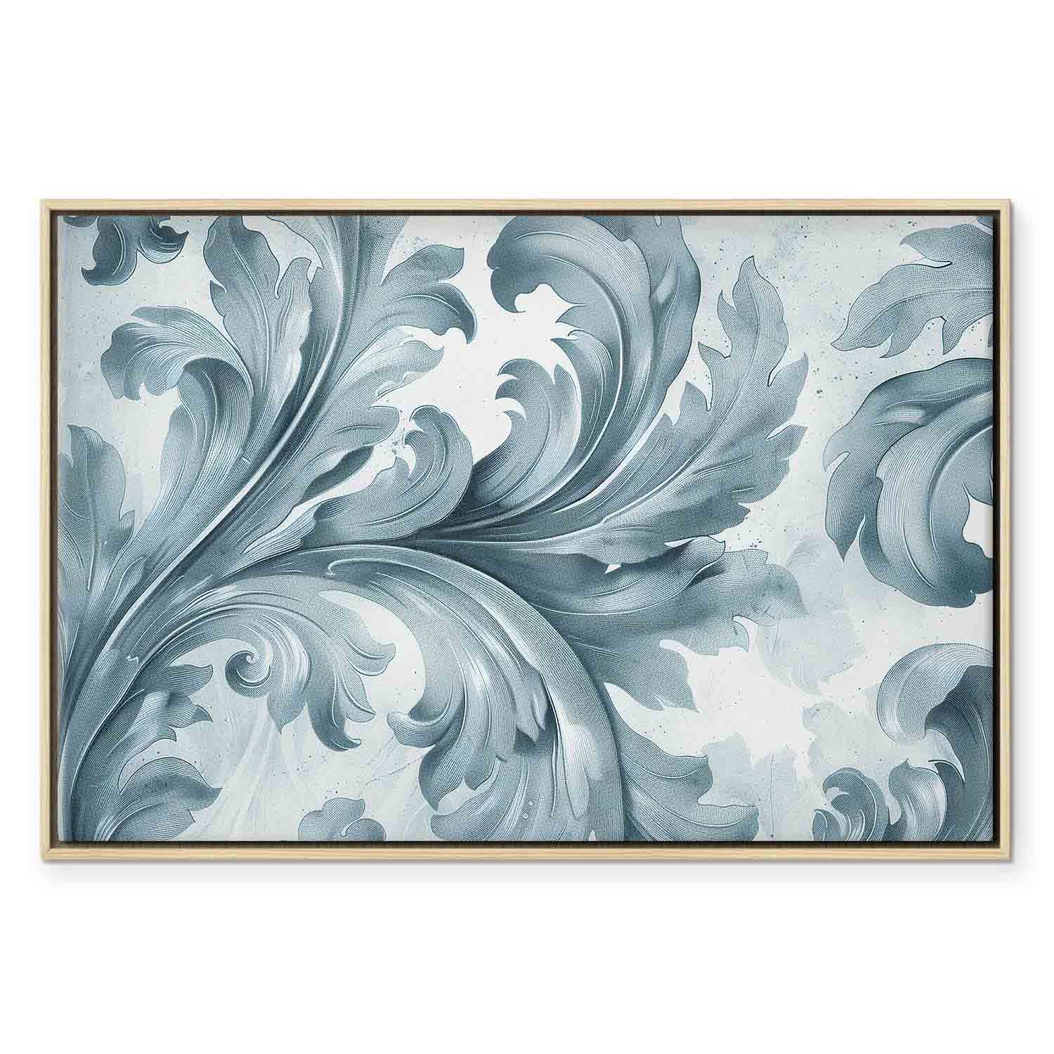 Stone Baroque Ornament Gray-Blue Canvas Print