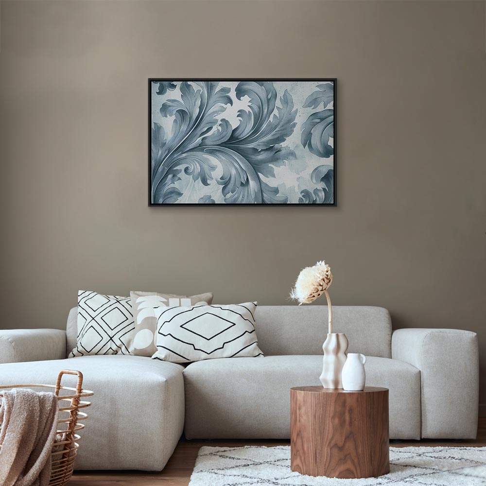 Leinwanddruck – Steinbarockornamente, Grau-Blau