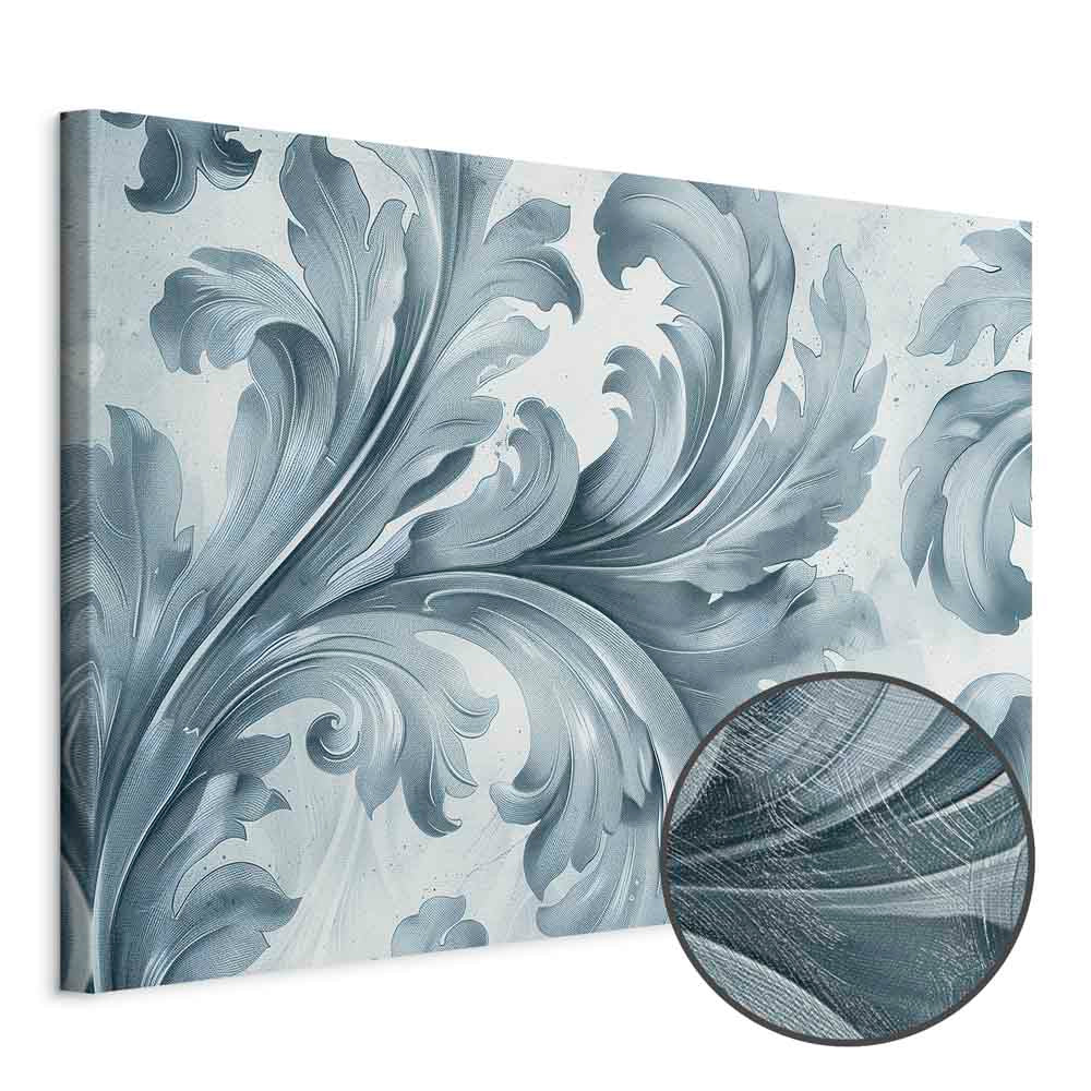Stone Baroque Ornament Gray-Blue Canvas Print