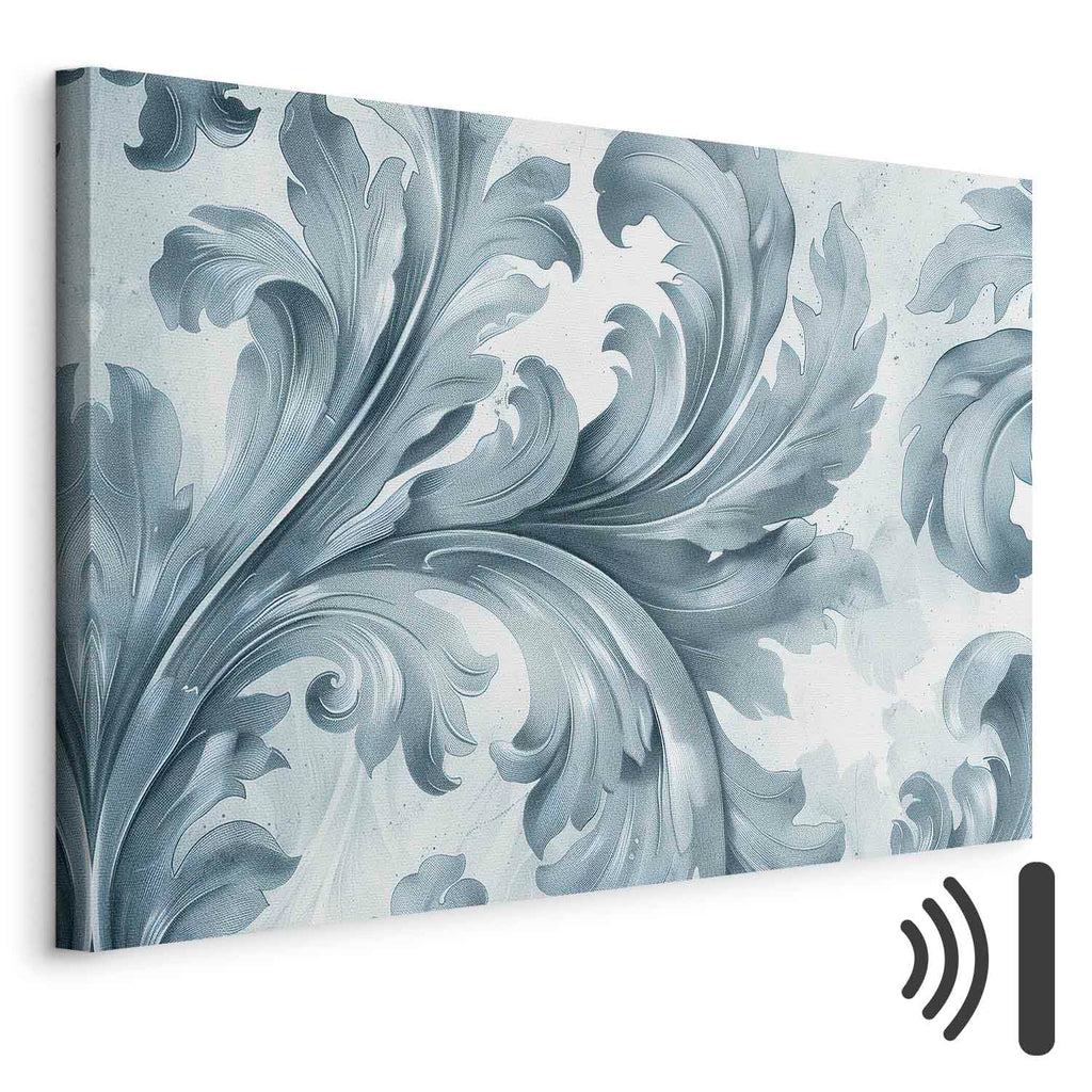 Stone Baroque Ornament Gray-Blue Canvas Print