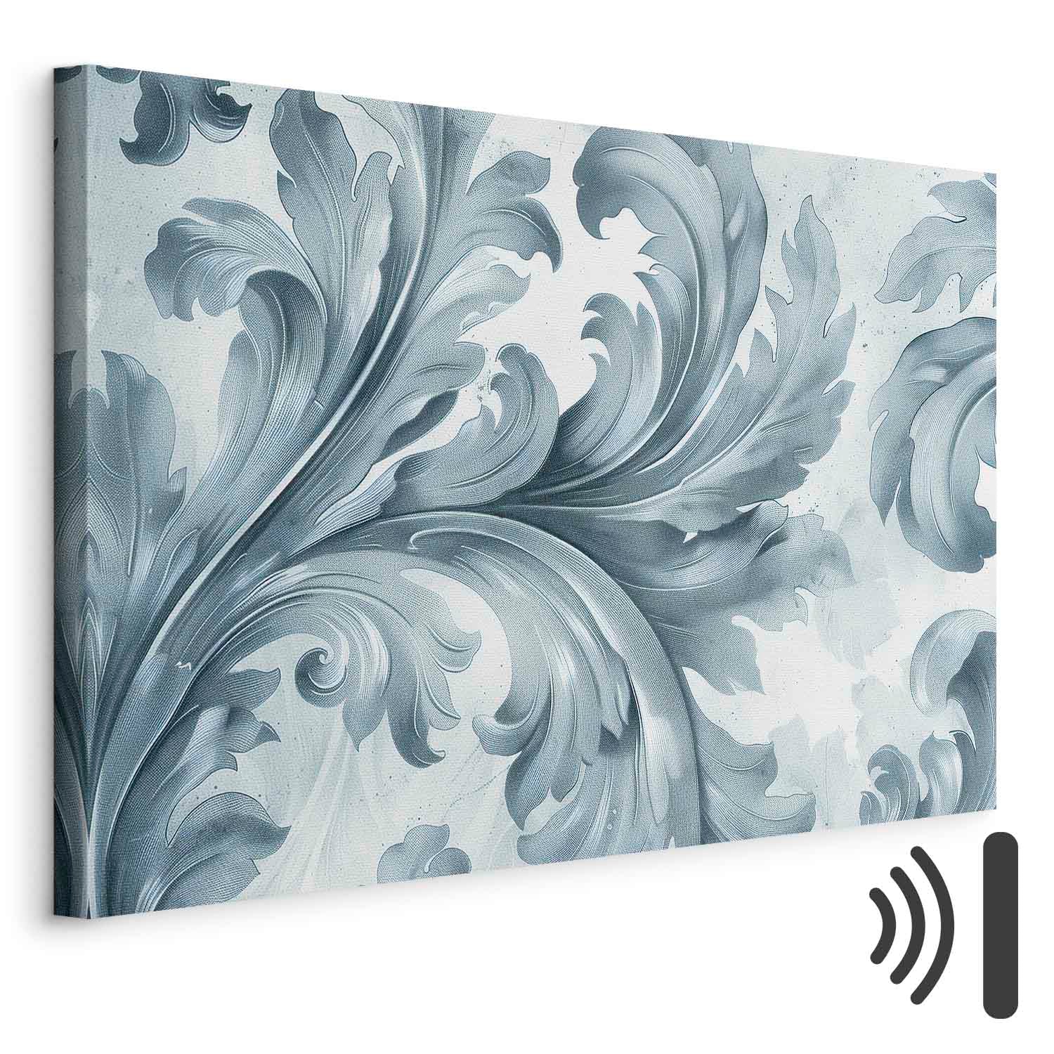 Stone Baroque Ornament Gray-Blue Canvas Print