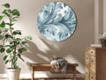 Baroque Stone Ornaments Gray-Blue Round Canvas Print