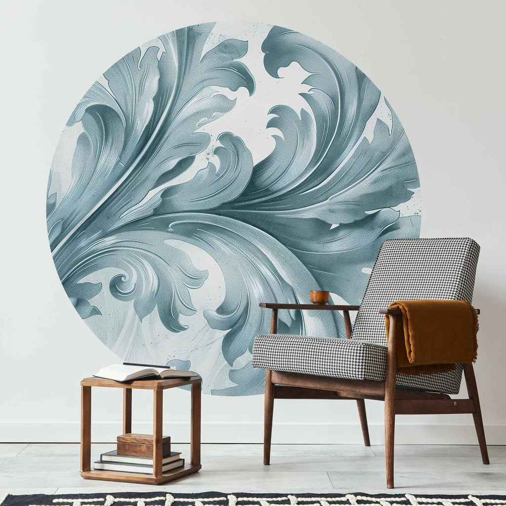 Baroque Stone Ornament Round Wall Mural