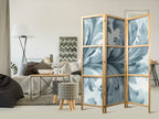 Japanese Room Divider - Botanical Motif with Leaves and Vines in Sandy Colors