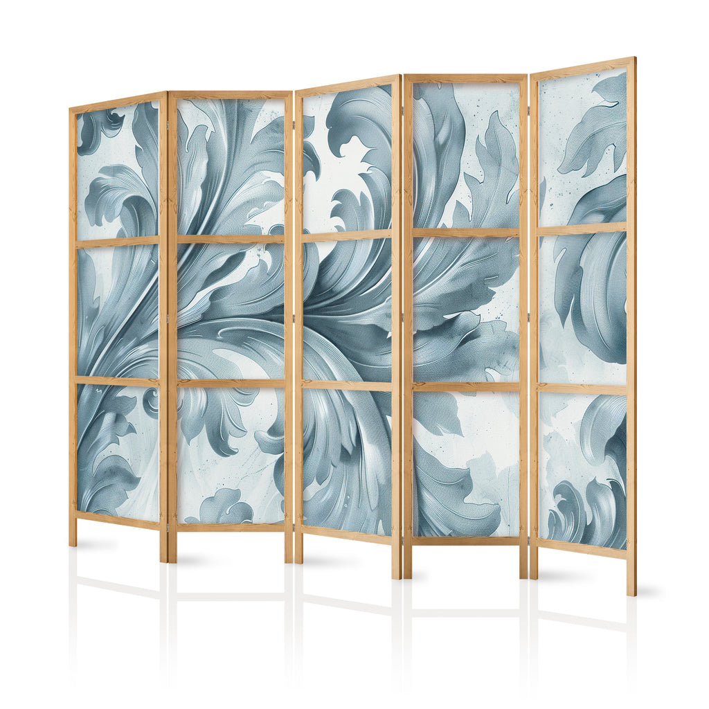 Japanese Room Divider – Botanical Motif Leaves and Vines in Sandy Colors