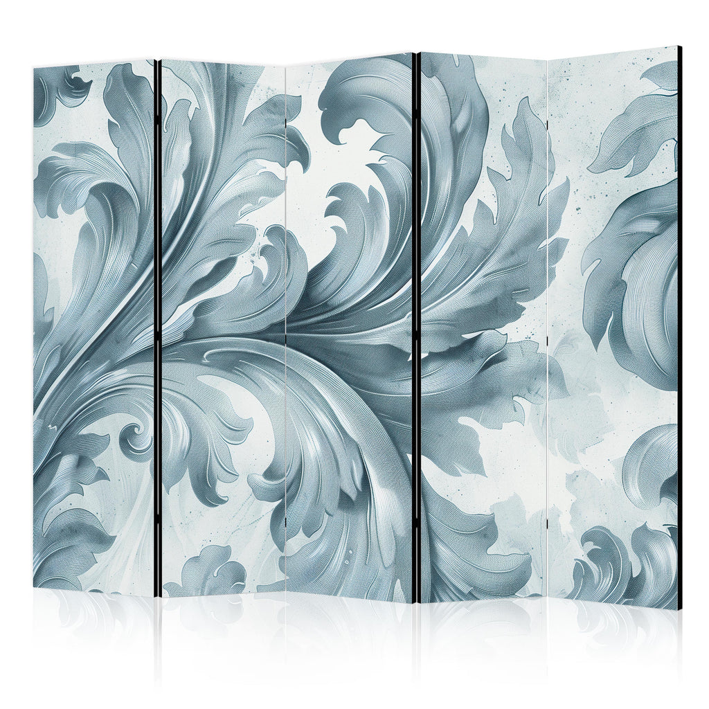 Room Divider - Stone Baroque Ornaments in Light Shades of Gray and Blue