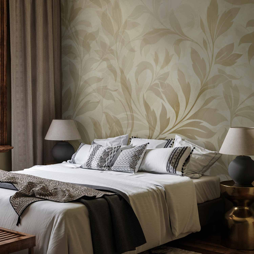 Sand Botanical Leaves and Vines Wall Mural