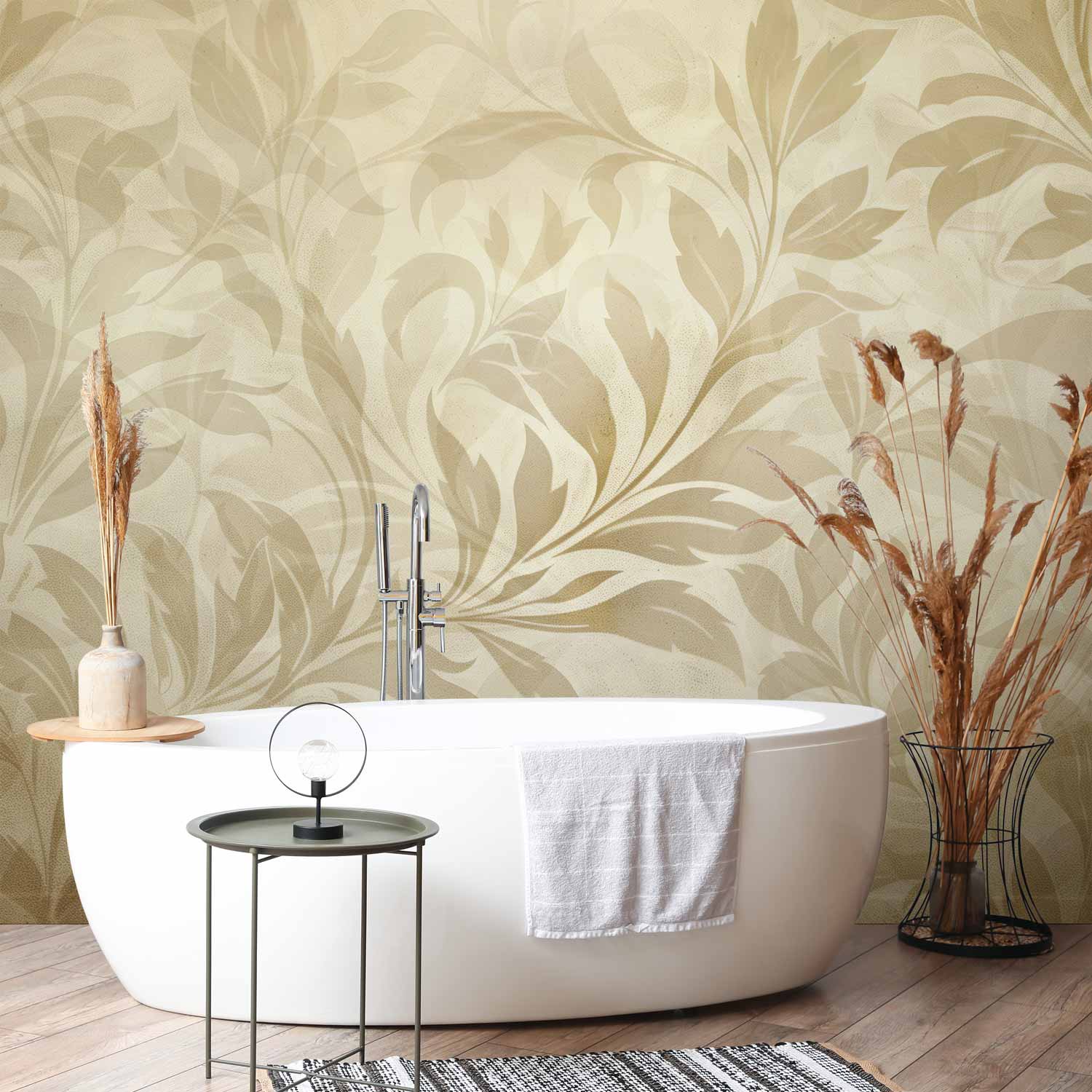 Sand Botanical Leaves and Vines Wall Mural
