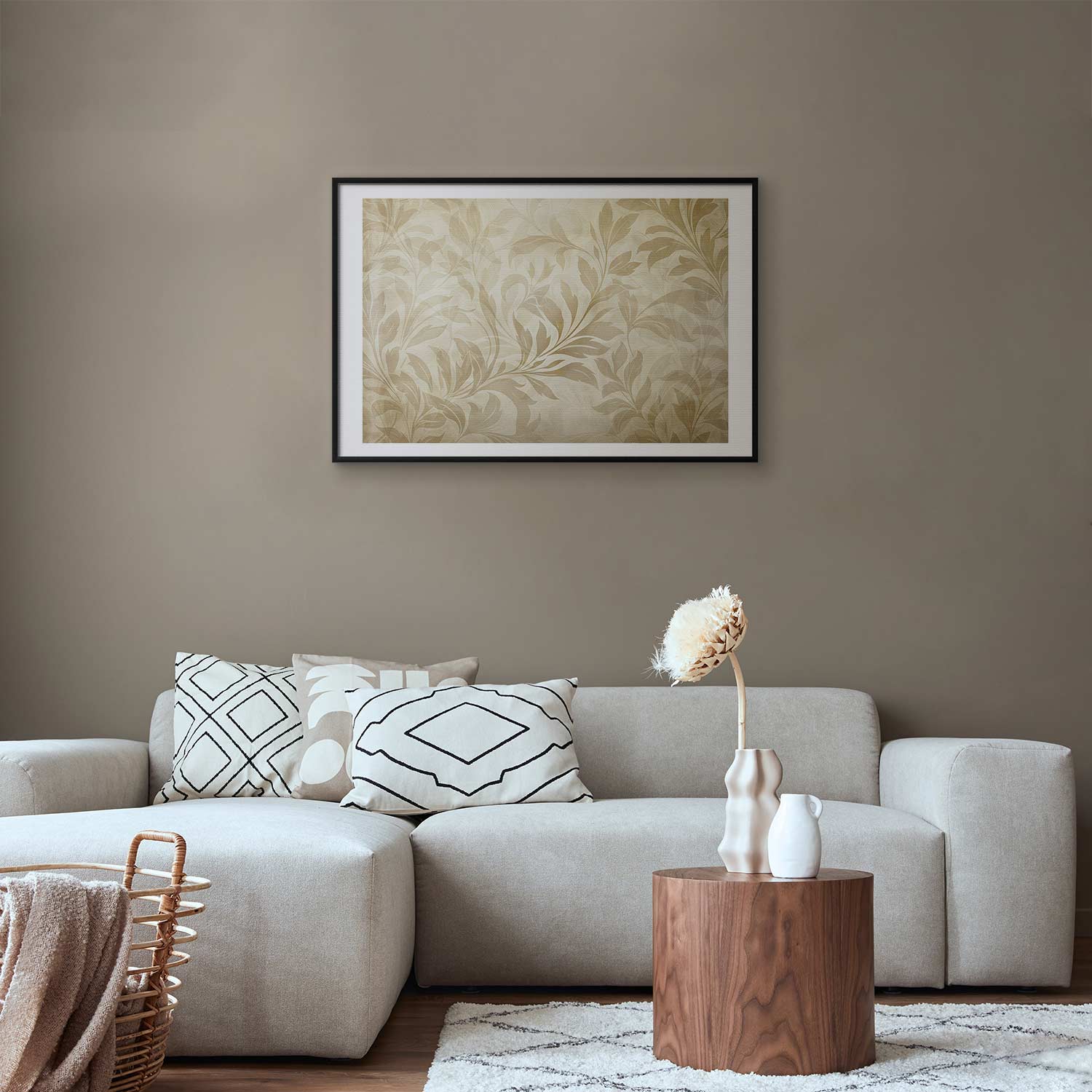 Sand-Colored Leaves and Vines Nature Poster