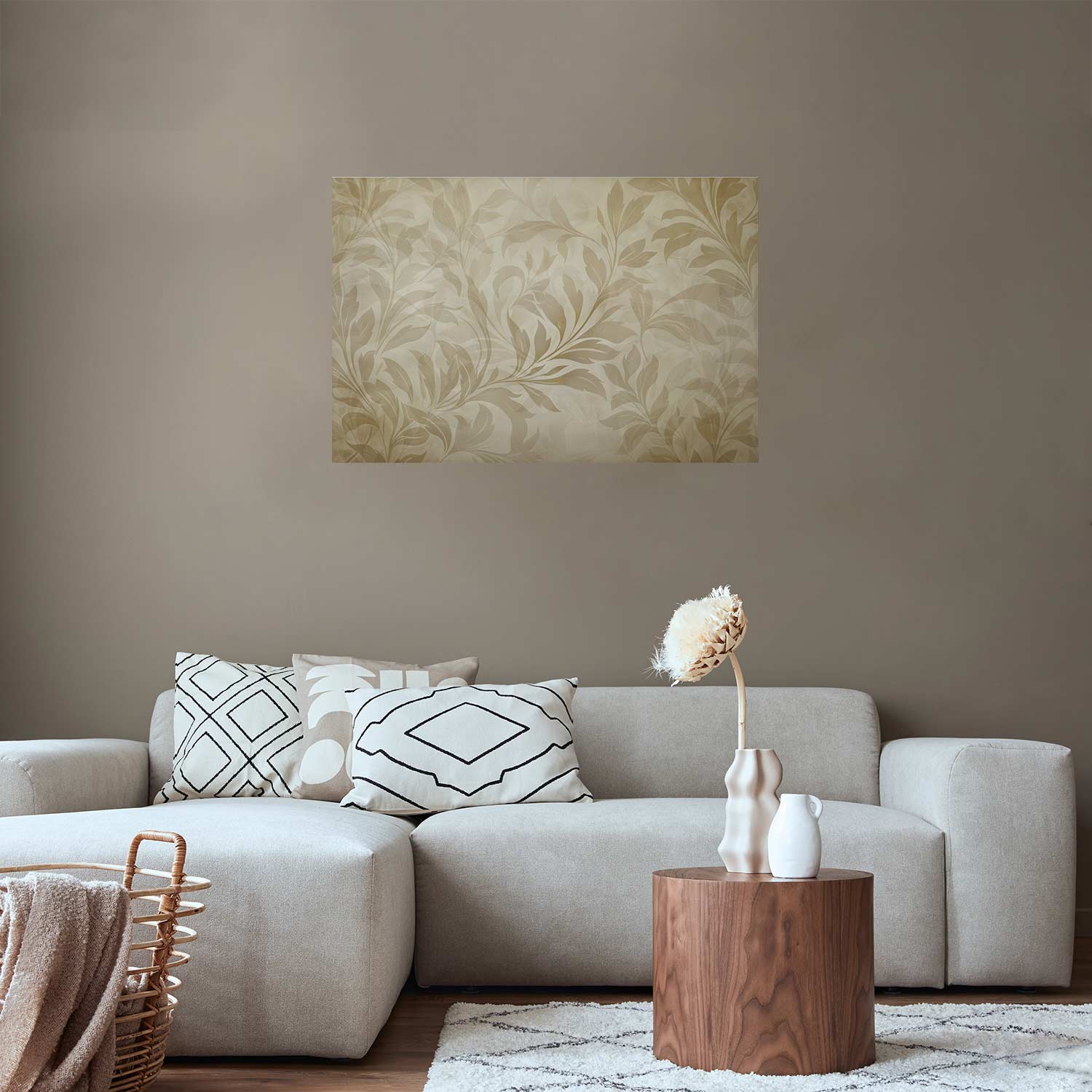 Sand-Colored Leaves and Vines Nature Poster