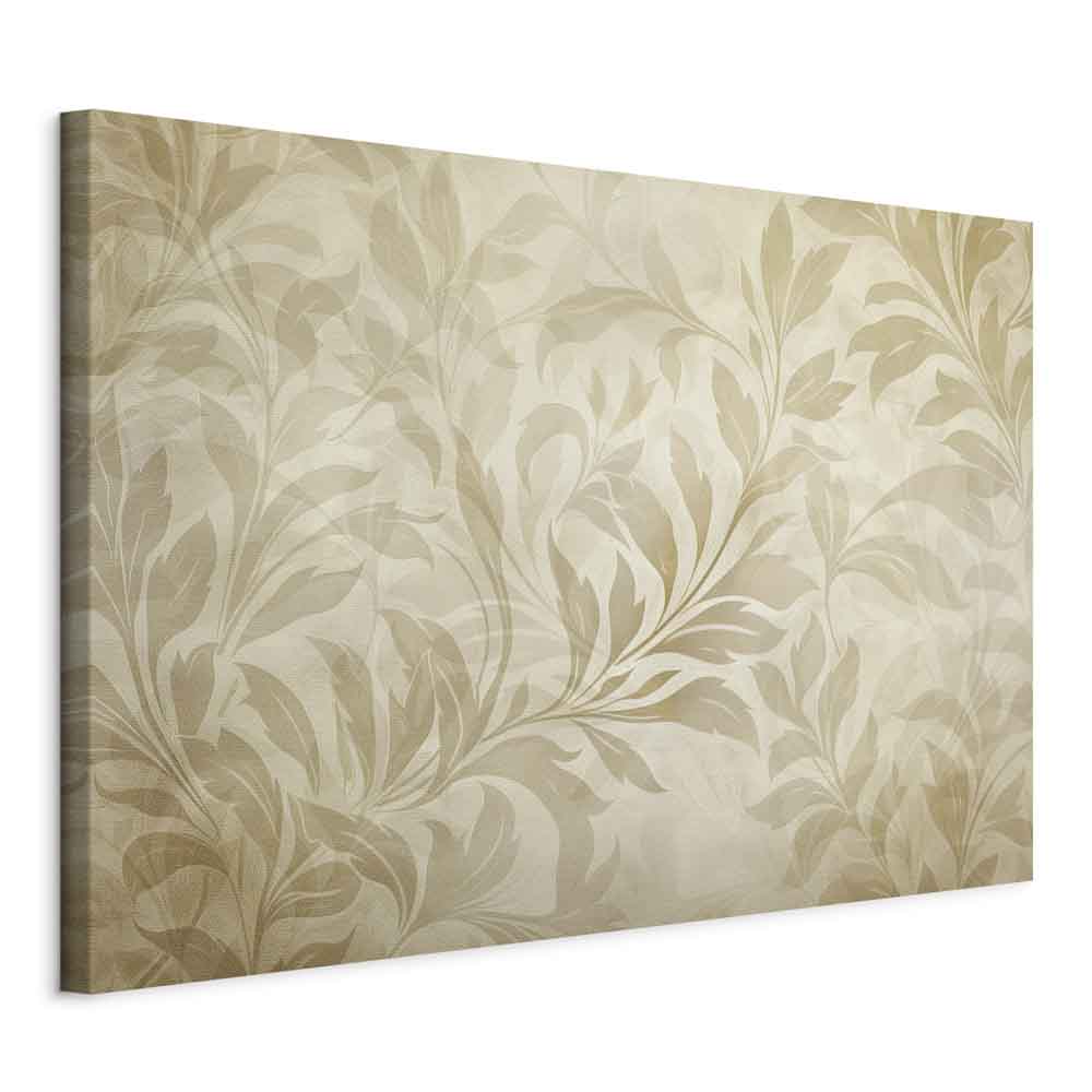 Canvas Print Botanical Motif with Leaves and Vines in Sand Colors